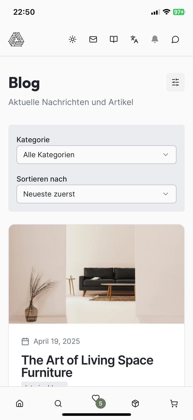 RenekiStore App Blog Filter