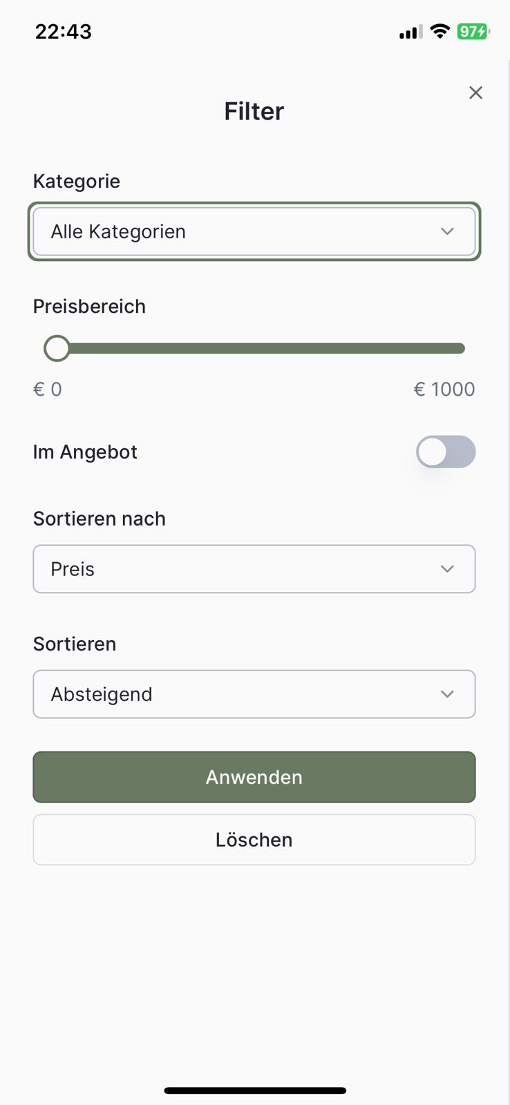 RenekiStore App Product Filter